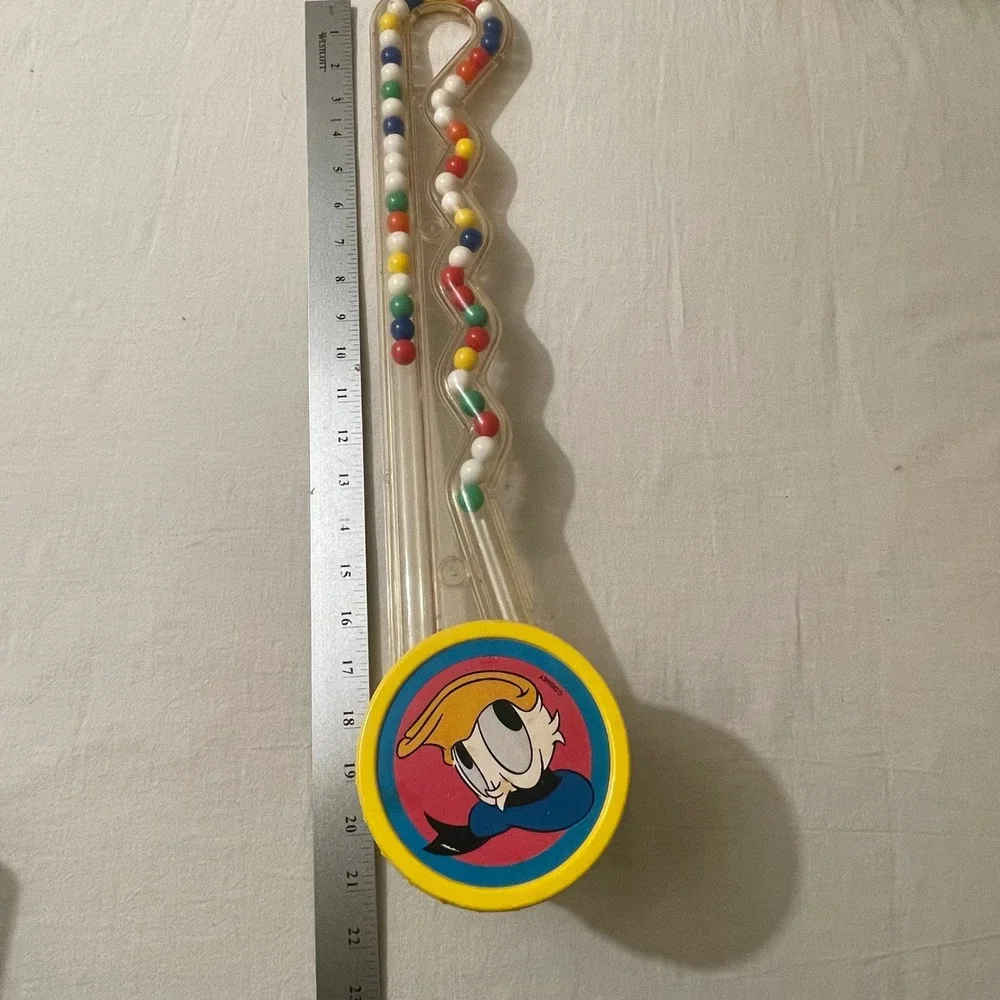 Vintage Disney Donald‎ Duck & Minnie Mouse Push Popper Toy with Beads